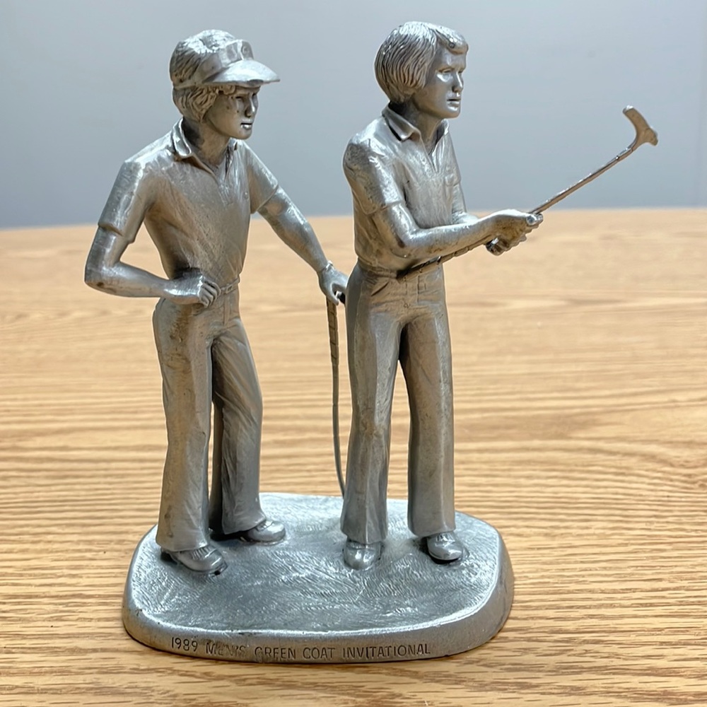 1989 Men’s Green Coat Invitation P. Davis Pewter Figurine—Miller Golf